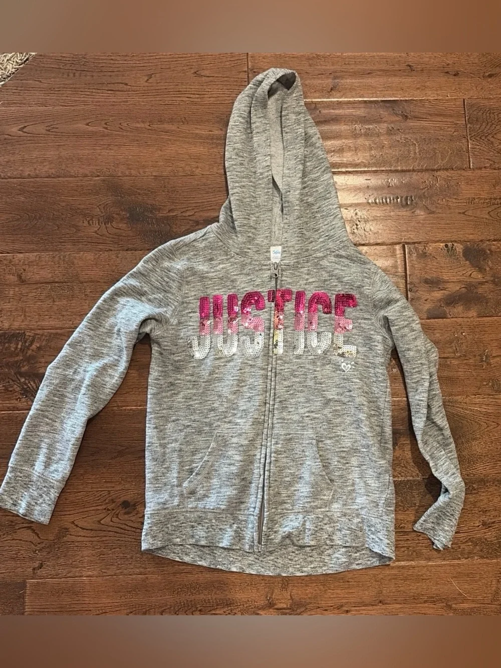 Girls Sparkly Zip Up Hooded Sweatshirt
